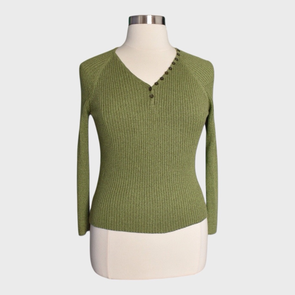 Reference‎ Point Olive Green Ribbed Cotton Sweater